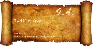 Iván Axel névjegykártya